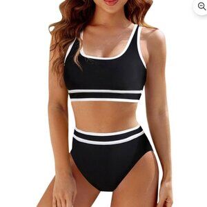 Black and White Women's Bikini Set